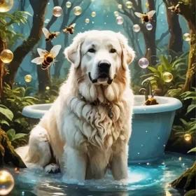 Aesthetic Great Pyrenees And Bubbles Paint by Number