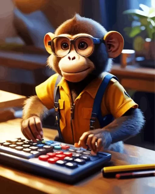Aesthetic Monkey With Glasses Paint by Number