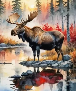 Aesthetic Moose Animal Paint by Number