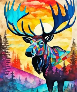 Aesthetic Moose Art Paint by Number