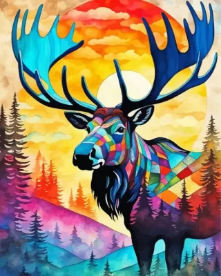 Aesthetic Moose Art Paint by Number