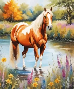 Aesthetic Palomino Horse Art Paint by Number