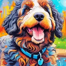 Aesthetic Colorful Bernedoodle Art Paint by Number
