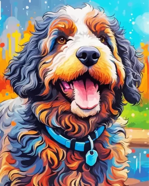Aesthetic Colorful Bernedoodle Art Paint by Number