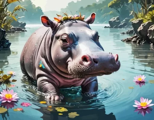 Aesthetic Hippo Paint by Number