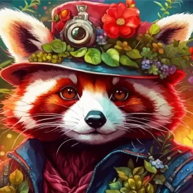 Aesthetic Red Panda Art Paint by Number