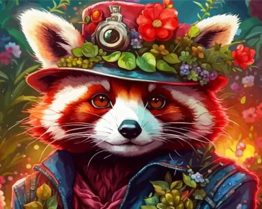 Aesthetic Red Panda Art Paint by Number