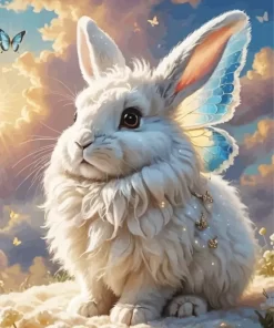 Angel Angora Rabbit And Hearts Paint by Number