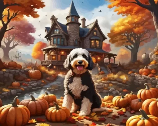 Autumn Bernedoodle Paint by Number