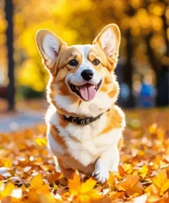 Autumn Pembroke Welsh Corgi Dog Paint by Numbers