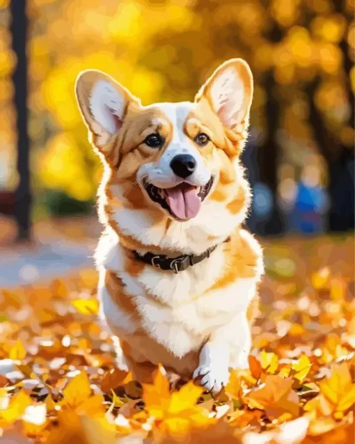 Autumn Pembroke Welsh Corgi Dog Paint by Numbers