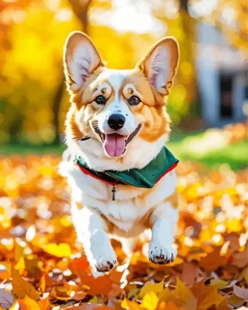 Autumn Pembroke Welsh Corgi Paint by Number