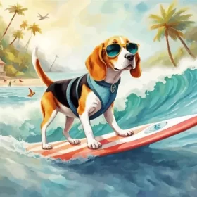 Beagle Dog Surfing Paint by Number