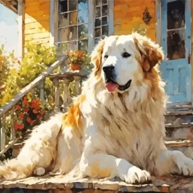Beige Pyrenees Paint by Number