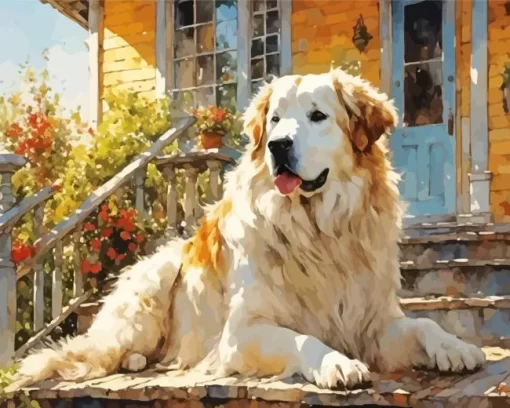Beige Pyrenees Paint by Number