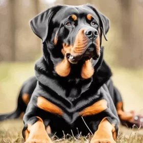 Black Rottweiler Dog Paint by Number