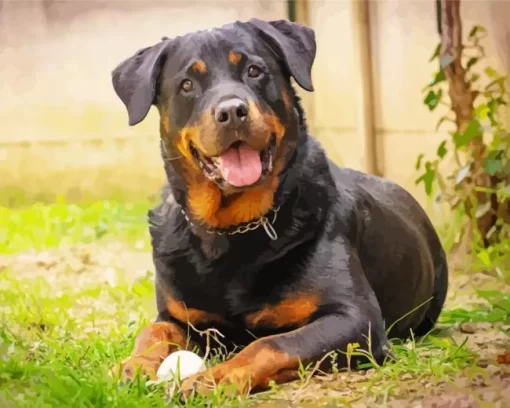 Black Rottweiler Paint by Number