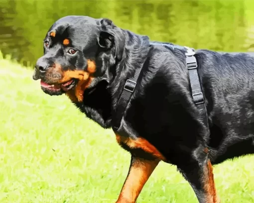 Black Rottweiler Puppy Paint by Number