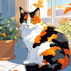 Black And Orange Calico Cat Paint by Number