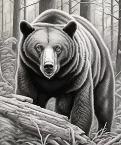 Monochrome American Black Bear Paint by Number