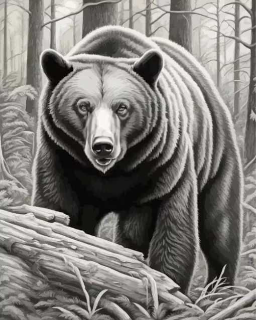 Monochrome American Black Bear Paint by Number