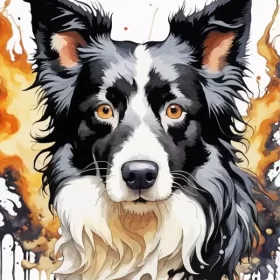 Black And White Border Collie Paint by Number