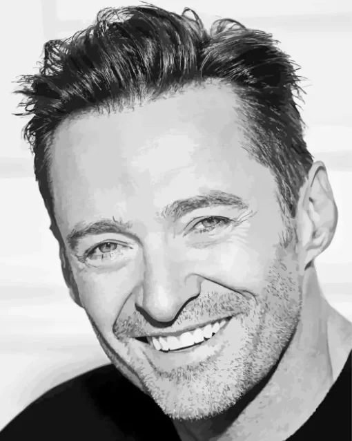 Black And White Hugh Jackman Paint by Number