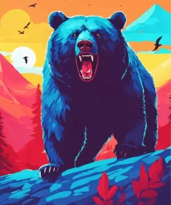 Black Bear Illustration Paint by Number