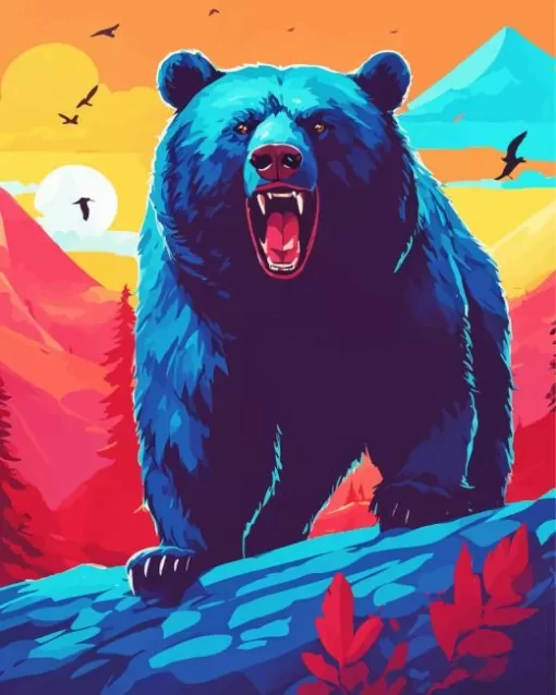 Black Bear Illustration Paint by Number