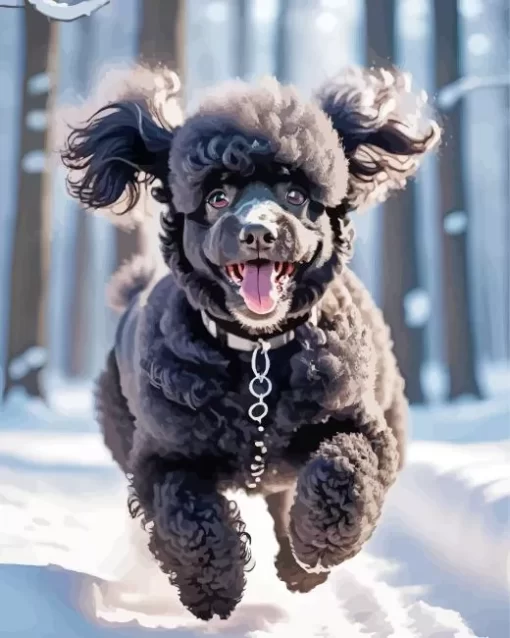 Black Poodle Puppy Paint by Numbers