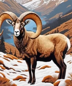 Brown Bighorn Sheep Paint by Number