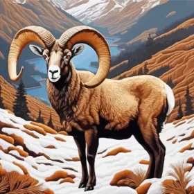 Brown Bighorn Sheep Paint by Number