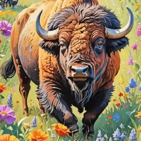 Brown Bison Animal Paint by Number