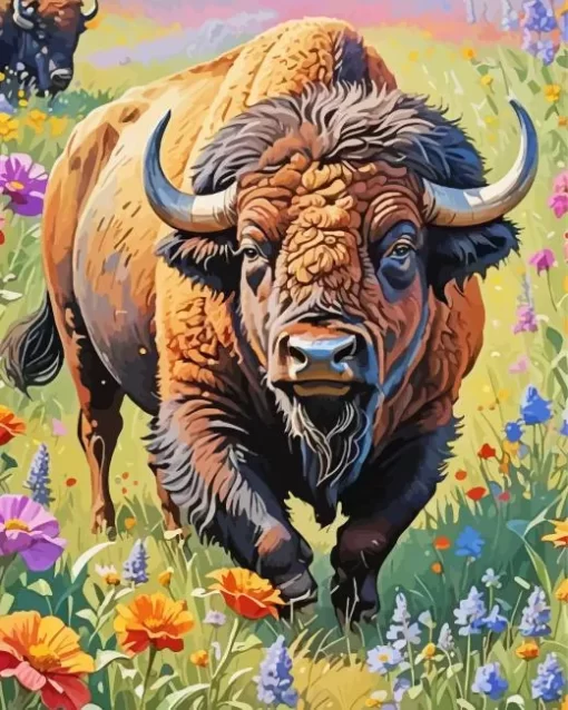 Brown Bison Animal Paint by Number