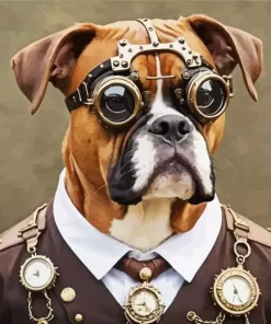 Brown Boxer Dog Paint by Number