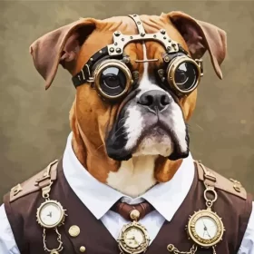 Brown Boxer Dog Paint by Number