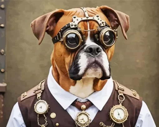 Brown Boxer Dog Paint by Number