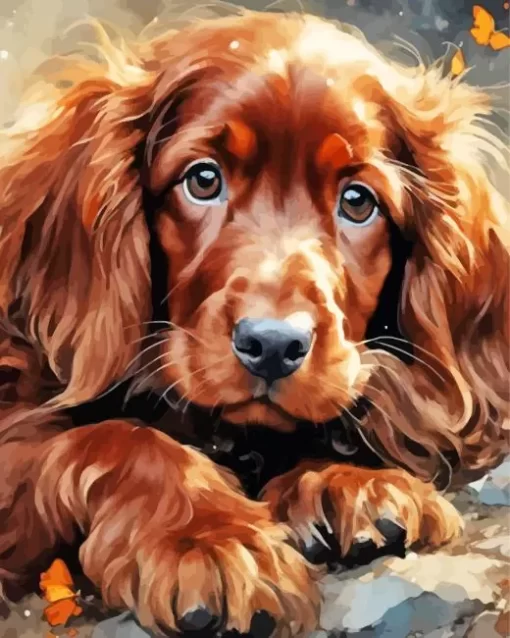 Brown Irish Setter Dog Paint by Number