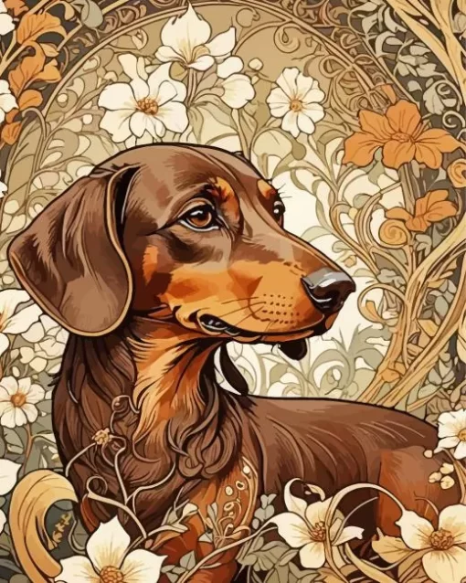 Brown Dachshund Paint by Number