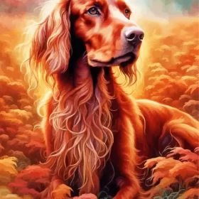Brown Irish Setter Dog Art Paint by Number