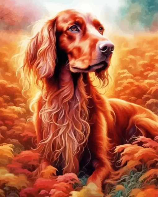 Brown Irish Setter Dog Art Paint by Number