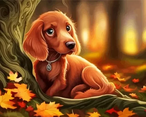 Brown Irish Setter Puppy Paint by Number