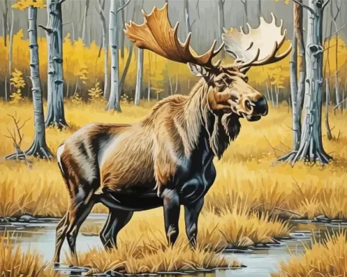 Brown Moose Art Paint by Number