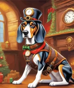 Christmas Coonhound Paint by Numbers