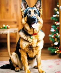 Christmas German Shepherd Paint by Number