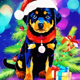 Christmas Rottweiler Animal Paint by Number