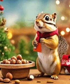 Christmas Chipmunk Paint by Number