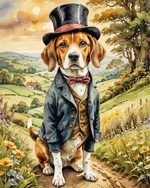 Classy Beagle Dog Paint by Number