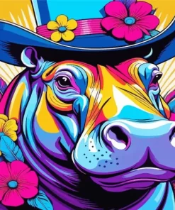 Colorful Hippo Art Paint by Number