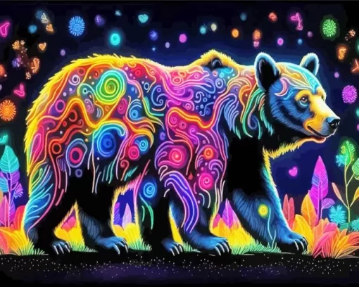 Colorful American Black Bear Paint by Number